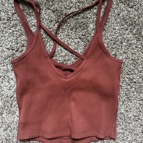 Women's Rust Ribbed Crop Top - Picture 2 of 2